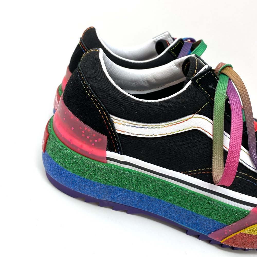 VANS Platform Old Skool Stacked Ripple Glitter Rainbow Black Women's VN0A4U15WW1 - Picture 10 of 11